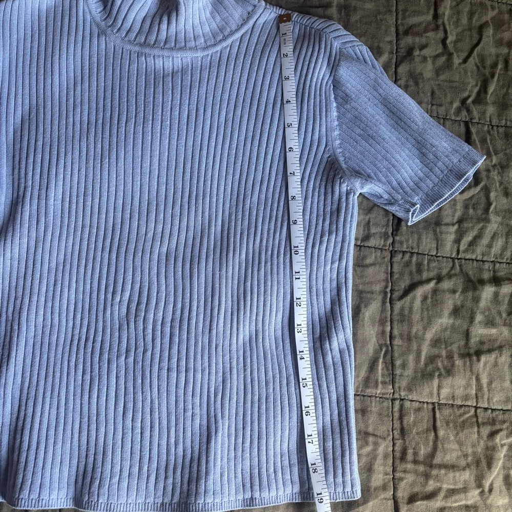 Talbots Soft Blue Ribbed Knit Top - Picture 7 of 7